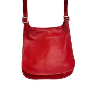 Coach vintage red leather hippie flap crossbody bag #9135